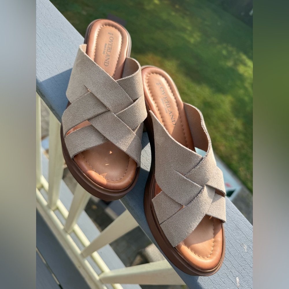Overland Cleo heel suede leather sandals